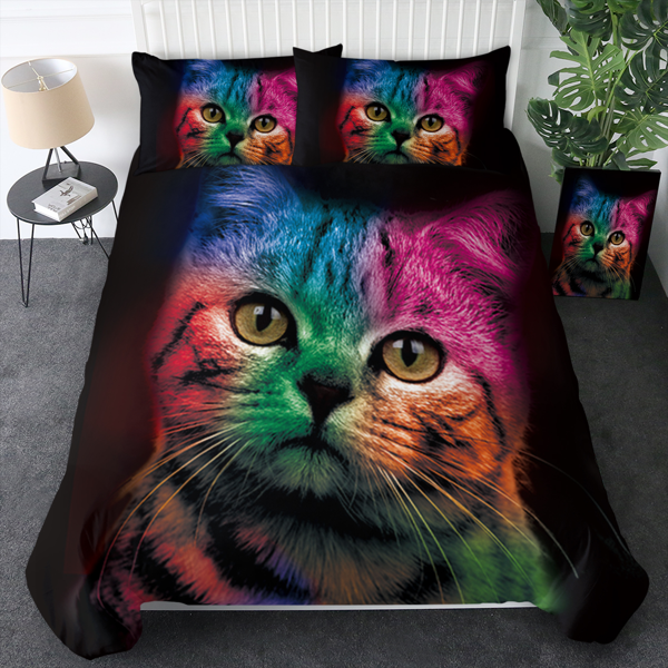 自产床品三件套 五彩猫咪 英国中号（temu仅可自提）-1