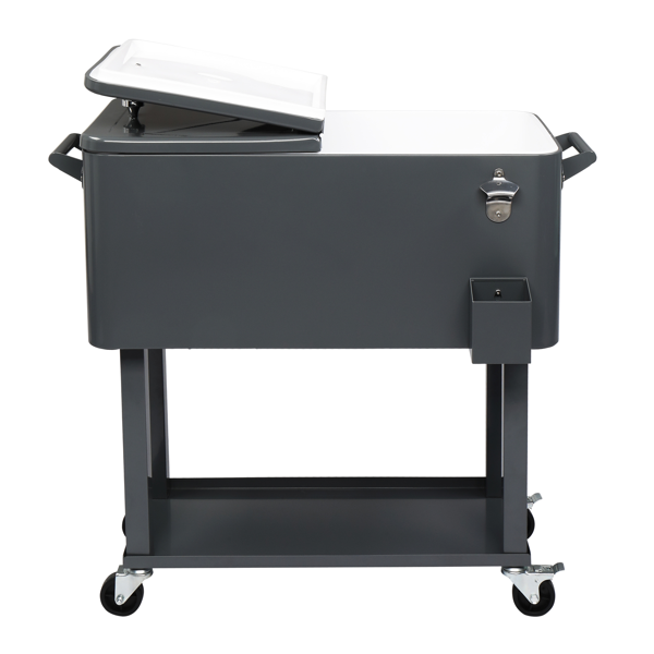 【同款编码：56824091】80QT 深灰色 冷冻保温推车 87.5*91*38.5cm 长方形 塑料箱体 铁脚管 冷冻保温-22