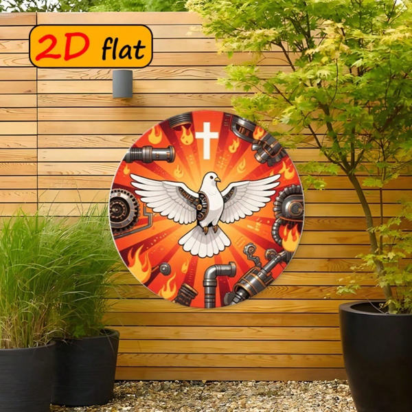 CIFbuy 1 个 7.87×7.87 英寸圆形铝制标牌，“7” 英寸圆形铝制标牌，白鸽机械风图案挂牌（TikTok, temu 自提物流）-5