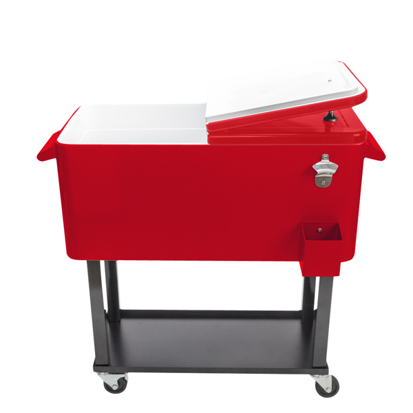 【同款编码：51991387】80qt 红色箱体 黑色脚管 冷冻保温推车 91*87*48cm 长方形 铁喷塑 带排水管-19