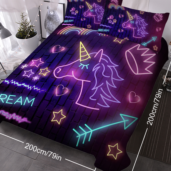 自产床品三件套 夜嗨独角兽 英国中号（temu仅可自提）-8