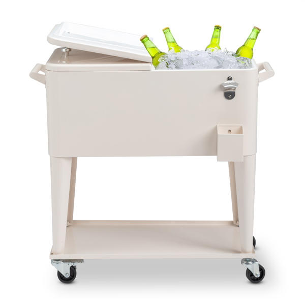 【同款编码：98562384】80QT 奶白色 冷冻保温推车 87.5*38.5*91cm 长方形 塑料箱体 铁脚管 冷冻保温-8