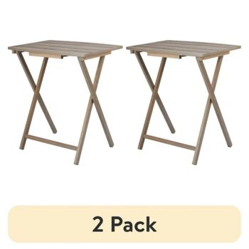 （2件套）现代风格XL超大折叠式托盘桌，乡村灰    （Walmart仓库发货）