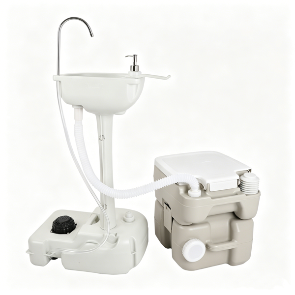 【同款编码：77825851】5 Gallon  配套白色盖圈污水箱升级马桶  户外洗手台 HDPE  白色-2