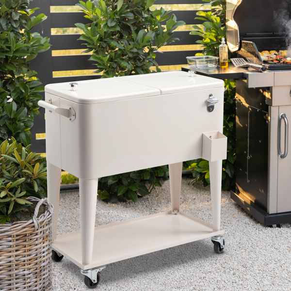 【同款编码：98562384】80QT 奶白色 冷冻保温推车 87.5*38.5*91cm 长方形 塑料箱体 铁脚管 冷冻保温-21