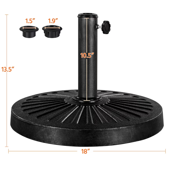 30磅重型铁制户外庭院伞底座，18英寸，黑色（Walmart仓库发货）-2