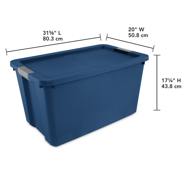 （2件套）34加仑超大储物箱，带锁盖的塑料储物容器，蓝色   （Walmart仓库发货）-3