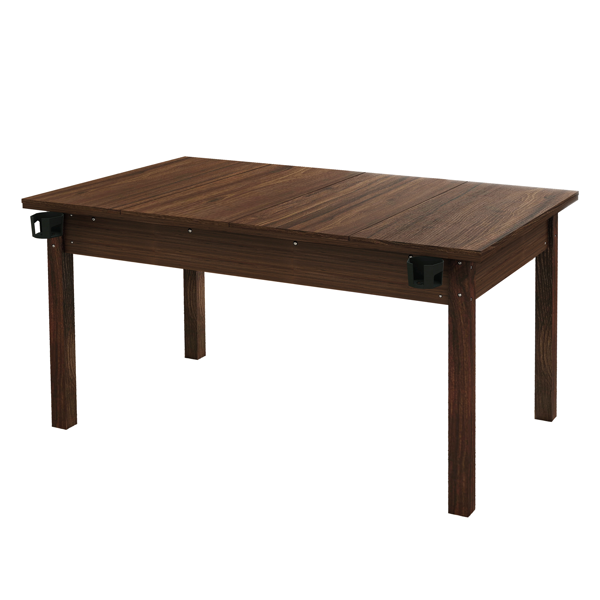 63" x 40" 棋牌桌（含可拆卸桌面），适合 4–6 人使用；集游戏与用餐功能于一体，配实木桌腿、防滑游戏垫及旋转杯托——乡村棕色-2
