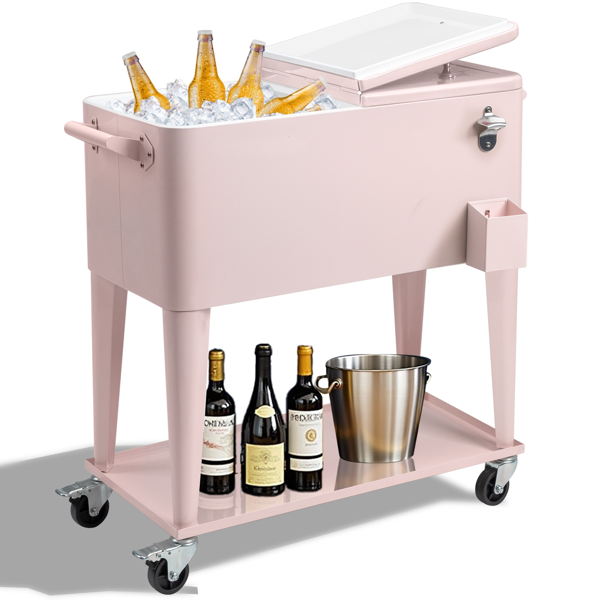 【同款编码：26565530】80qt 粉色 冷冻保温推车 87.5*39*91cm 长方形 塑料箱体 冷冻保温-2