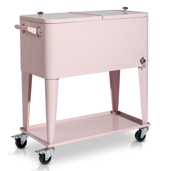 【同款编码：26565530】80qt 粉色 冷冻保温推车 87.5*39*91cm 长方形 塑料箱体 冷冻保温-4