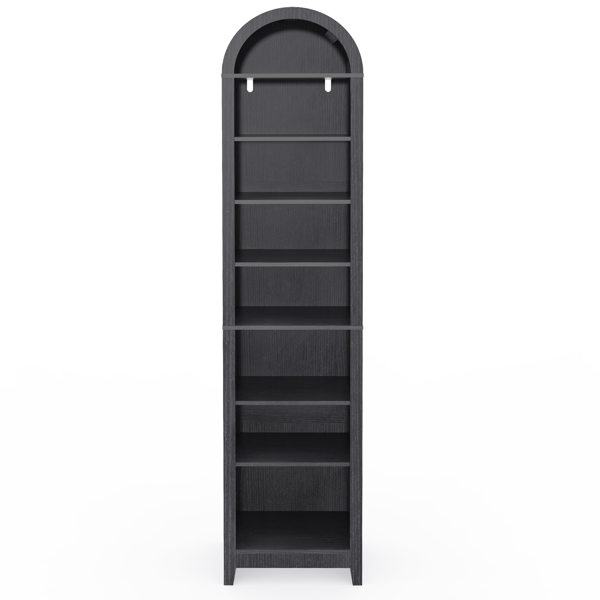 8层弧形拱顶物品展示架 刨花板三胺贴面书架 40*30*177.8cm 黑色-2