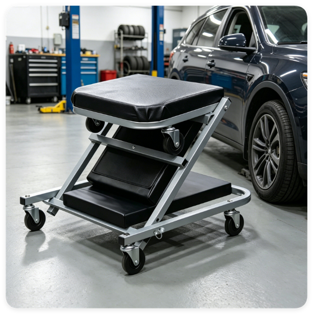 40″ 2-in-1 Mechanic Creeper Seat with 360° Swivel Casters view 4