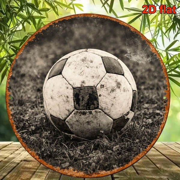 CIFbuy 1 个 8×8 英寸复古足球圆形标牌，“酒吧” 平面赛事挂牌，酒吧、游戏室、运动酒吧铁皮装饰（TikTok, temu 自提物流）-5