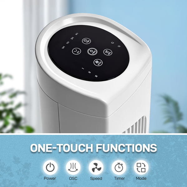 美规 RTW-AR 塔扇 110V 45W 32英寸 柱形塔扇 触控 带遥控  塑料机身 铜电机 白色 3档 3种模式 可摇头 7.5小时定时 家用-4