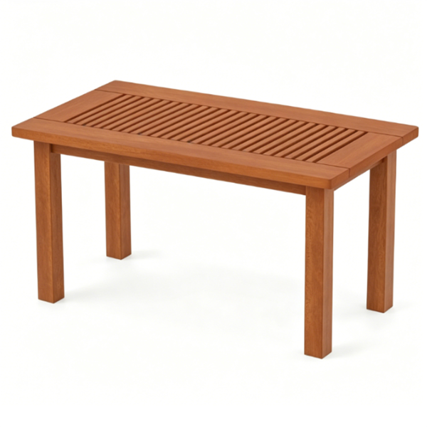 35.5" x 18" x 17" 长方形木制露台咖啡桌，可容纳130磅的重型板条顶户外桌，用于沙发休息室后院装饰-3