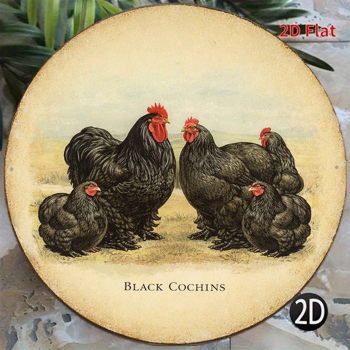 CIFbuy 1 个 8×8 英寸复古黑色矮脚鸡装饰标牌，“个” 平面圆形挂牌（TikTok, temu 自提物流）