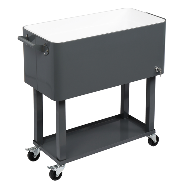 【同款编码：56824091】80QT 深灰色 冷冻保温推车 87.5*91*38.5cm 长方形 塑料箱体 铁脚管 冷冻保温-25