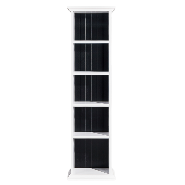 5层顶底复式书架 密度板喷漆物品展示架 74*34*150cm 白色柜体黑色内背板-2