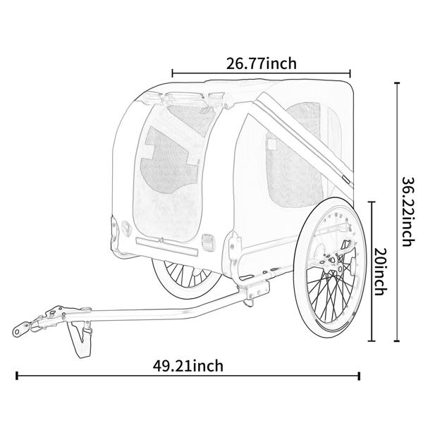 大型折叠式自行车宠物拖车——承重66磅全地形宠物拖车，坚固钢制车架，适用于骑行、慢跑、露营及户外探险（黑橙配色）--不支持self-pick up且不支持指定仓库发货-10