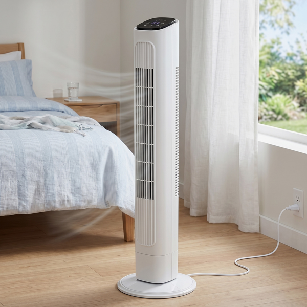 美规 RTW-GR36 塔扇 110V 45W 36英寸 柱形塔扇 触控 带遥控  塑料机身 铜电机 白色 3档 3种模式 可摇头 9小时定时 家用-3
