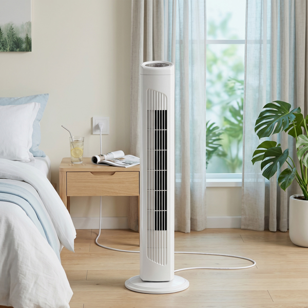 美规 RTW-AR 塔扇 110V 45W 32英寸 柱形塔扇 触控 带遥控  塑料机身 铜电机 白色 3档 3种模式 可摇头 7.5小时定时 家用-8