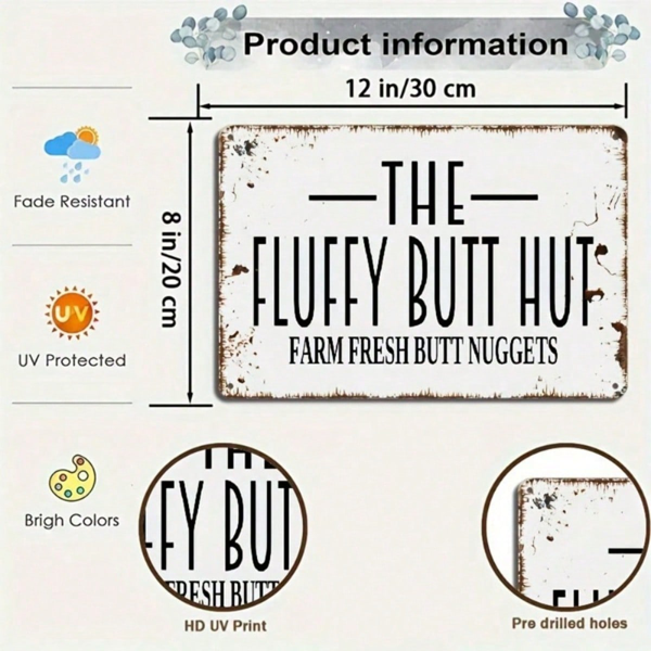 CIFbuy 迷人质朴金属墙饰 农场新鲜屁股肉块标志 12x8英寸 复古铁艺 防褪色 农舍风格 家居吧台 厨房墙饰 （TikTok, temu 自提物流）-1