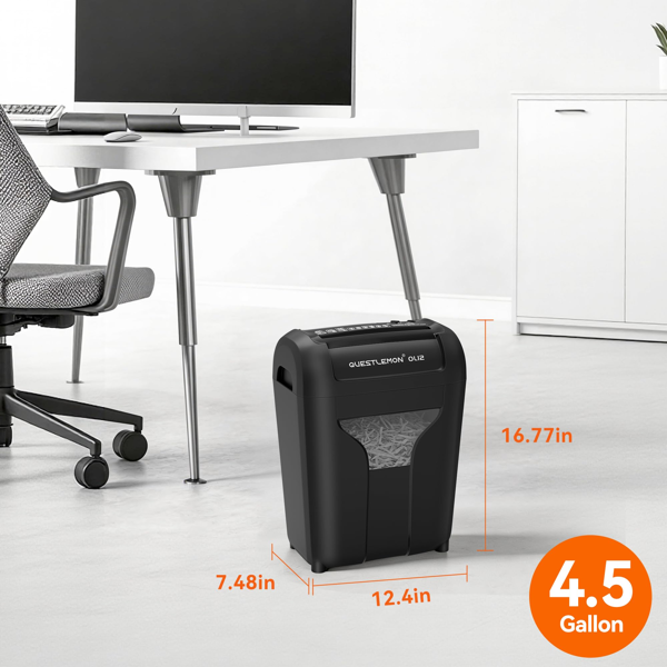 家用型 12 页纸碎纸机，静音横切式碎纸机，P-4 超安全型号，4.5 加仑容量箱，碎纸时噪音极低，适用于处理信用卡、邮件、订书钉等材料，噪声值 <58 dB（OL12）-8