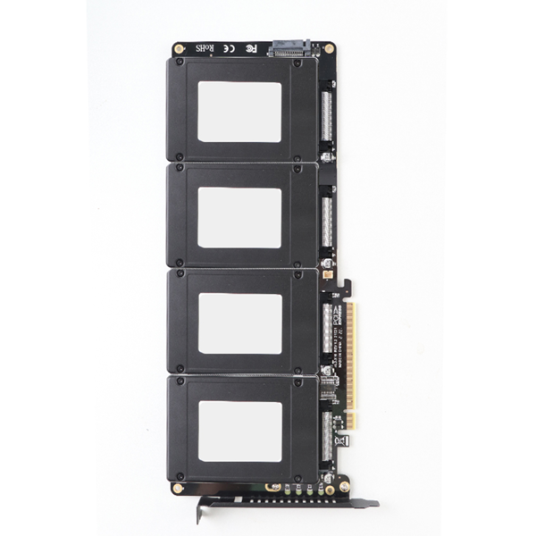 全新 U.2 SSD 转 X16 适配器 4.0 转 4 盘位 U.2 SFF-8639 SSD 延长卡-13