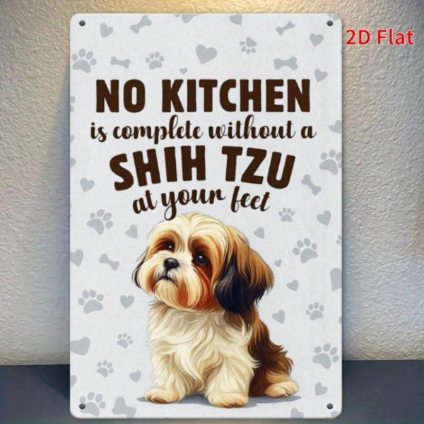 CIFbuy 西施犬复古金属牌匾标识，2D平面印刷趣味宠物墙饰，适用于家庭、卧室、办公室、咖啡馆、车库等室内装饰的锡制装饰牌（TikTok, temu 自提物流）-7
