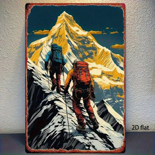 CIFbuy 1件 复古登山者雪山探险金属标牌，8x12英寸耐用锡板海报，复古户外探险墙饰A（TikTok, temu 自提物流）-7