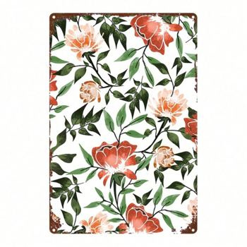 CIFbuy 开放式花卉 | 2D 平面金属标牌 8x12 英寸 乡村防水复古农舍墙饰，适用于室内室外家庭、花园、浴室 （TikTok, temu 自提物流）