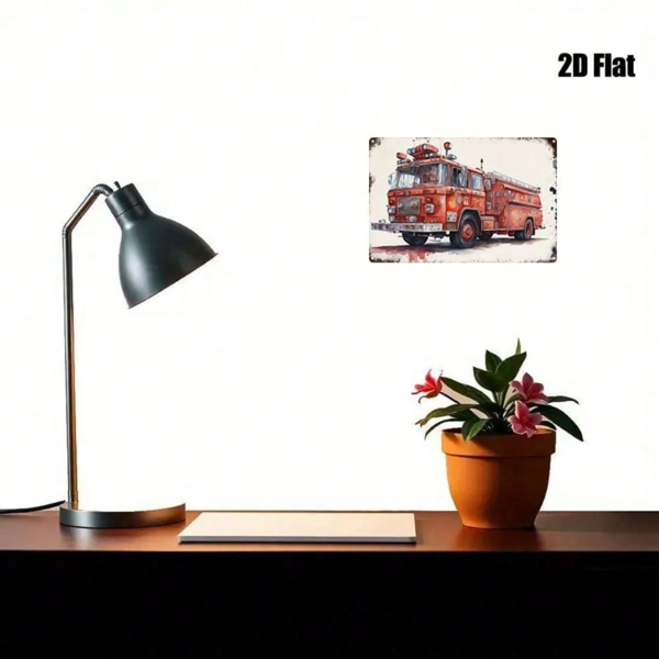 CIFbuy 复古红色消防车金属标牌 8x12 英寸，复古2D平面卡车墙面装饰，适合男士洞穴、车库、家庭和办公室，送给男士的独特礼物（TikTok, temu 自提物流）-4