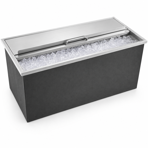 A1-不锈钢嵌入式冰柜 Drop-In Ice Chest, Stainless Steel Ice Storage Box with Sliding Lid and Drain Hose, Ice Bin for Chilled Wine, Beer, Beverage (36 x 18 x 14 Inches)-2