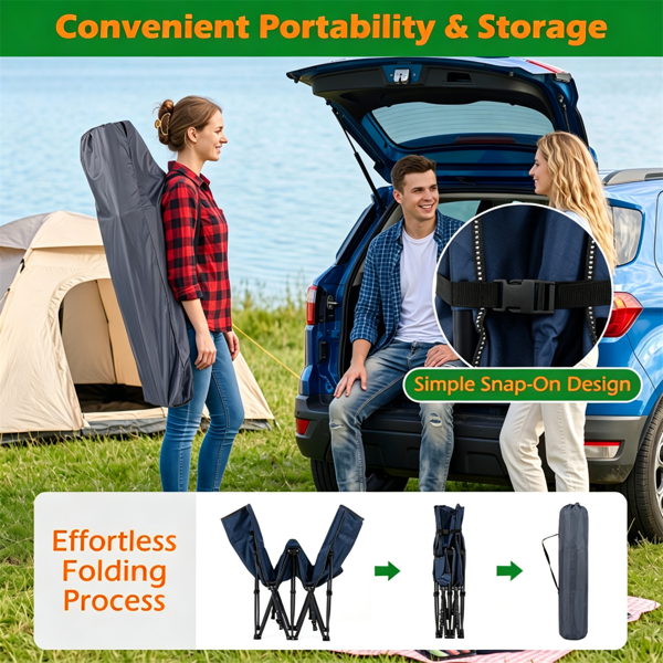 Navy Foldable Heavy Duty Camping Cot 330LBS, Portable Outdoor Sleeping Bed with Cushion & Carry Bag for Camping Office Nap-7