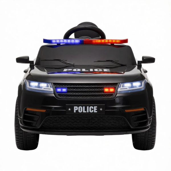 黑色12V儿童电动汽车-全功能、遥控、警报器、灯光、音乐、弹簧悬架、运输轮-2