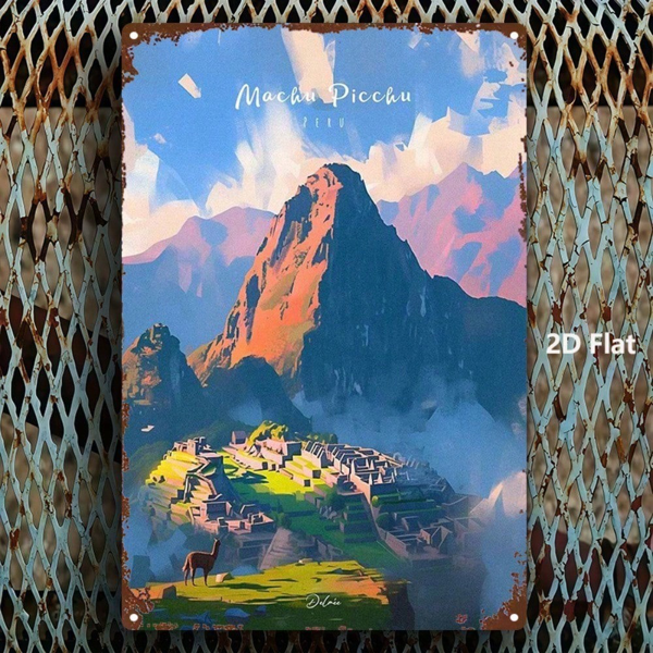 CIFbuy 1个马丘比丘金属标牌，8x12英寸，复古秘鲁地标墙饰，乡村铁艺装饰，适用于家庭、办公室、农场、咖啡馆、酒吧、车库（TikTok, temu 自提物流）-3