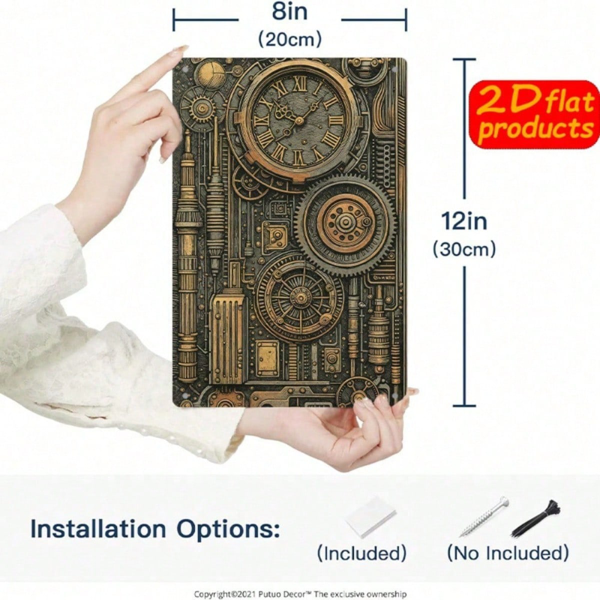 CIFbuy 1个狂欢节小丑金属铁皮招牌，8x8英寸圆形，2D平面铁质墙饰，带有彩色星星与树叶图案，乡村风格农舍风（TikTok, temu 自提物流）-3