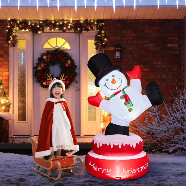 4.8FT 旋转电机雪人 3颗LED  210D涤纶 圣诞充气装饰 12V 12V,1500mA 美规-9