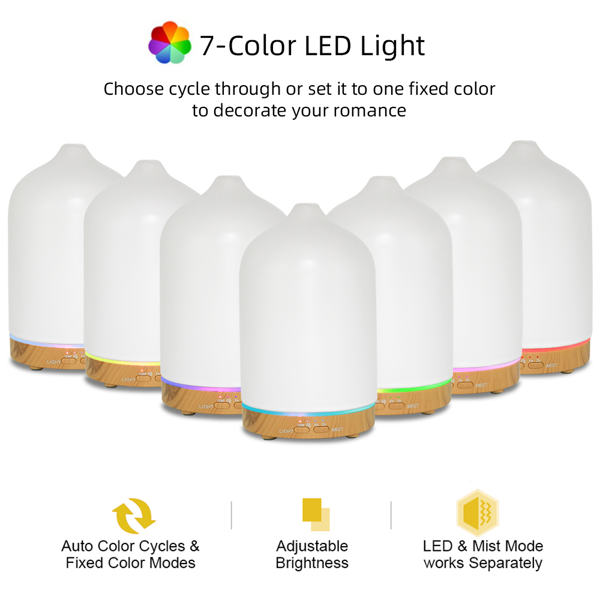 200ml Essential Oil Diffuser 7 Colors, Ultrasonic Quiet, Timer & Humidifier for Home-5