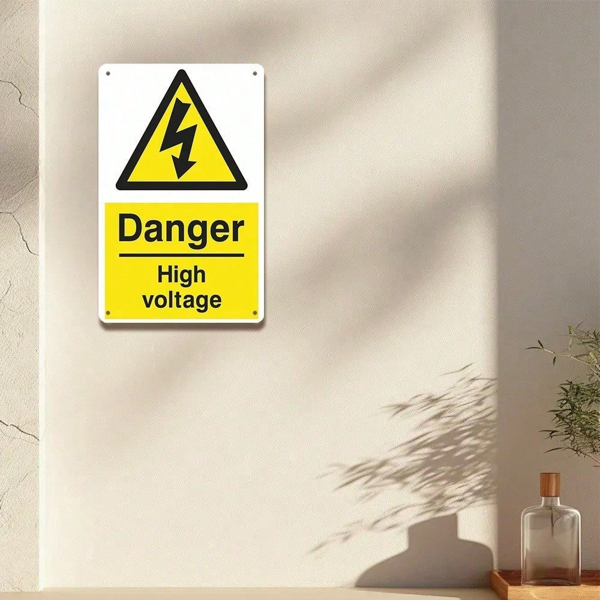 CIFbuy 1个2D平面高压警示金属铁牌，复古工业方形安全提示牌，适用于车库、商店、房间的墙面装饰（TikTok, temu 自提物流）-8