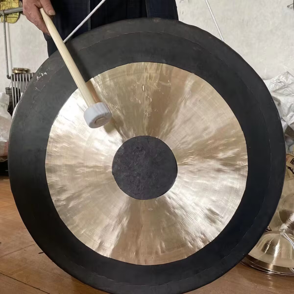 50cm 黄黑双色铜钢合金大锣 传统中式打击乐器 开业庆典冥想瑜伽音乐疗愈铜锣-5