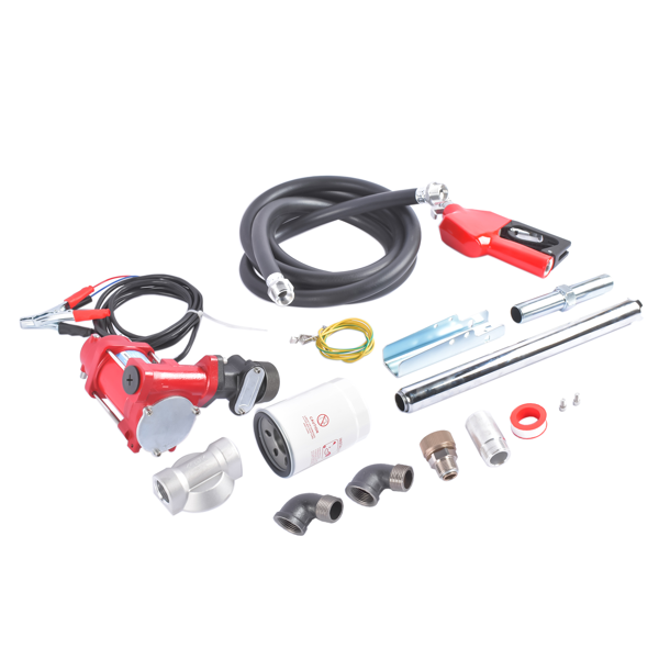 抽油泵 15GPM High Flow 12V Red Fuel Transfer Pump w/ Filters ＆ Hose Fit for Gasoline Diesel-4