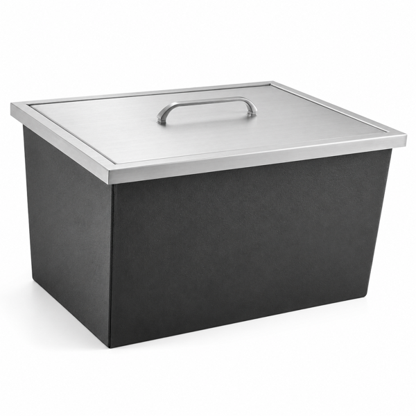 A1-不锈钢嵌入式冰柜 Drop-In Ice Chest, Stainless Steel Ice Storage Box with Lid and Drain Hose, Ice Bin for Chilled Wine, Beer, Beverage (20 x 14 x 12 Inches)-2