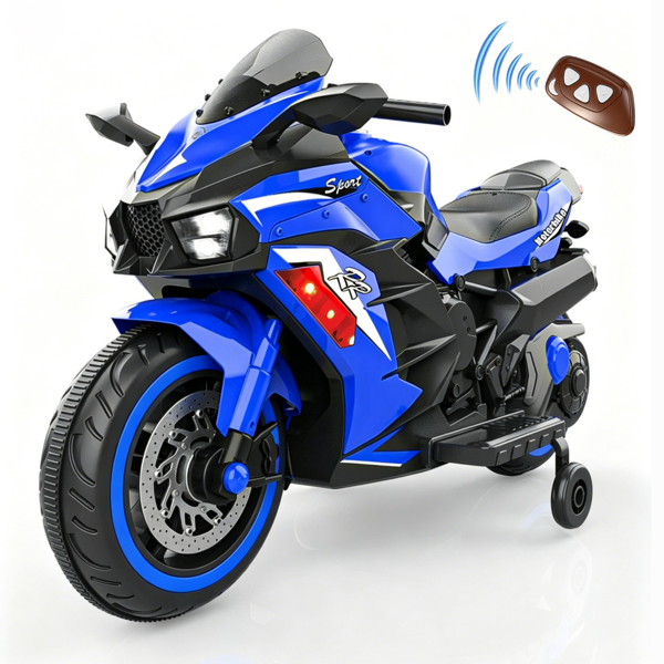 12V 儿童电动摩托车，电动玩具摩托车，带遥控器、灯轮和蓝牙音乐的儿童骑乘摩托车-1