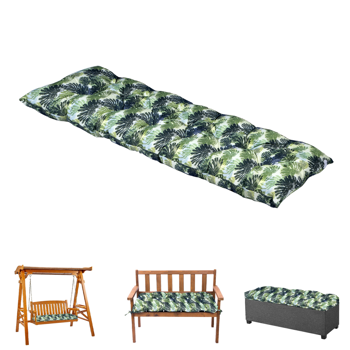 户外长凳坐垫，60 × 20 × 4 英寸，带绑带的绗缝防水摇椅坐垫，适用于庭院长凳或窗边座椅