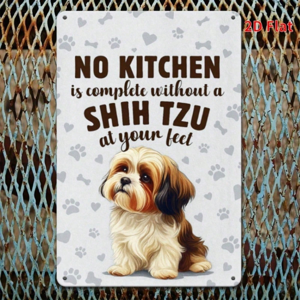 CIFbuy 西施犬复古金属牌匾标识，2D平面印刷趣味宠物墙饰，适用于家庭、卧室、办公室、咖啡馆、车库等室内装饰的锡制装饰牌（TikTok, temu 自提物流）-4