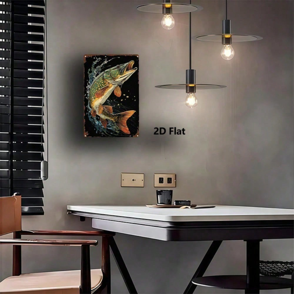 CIFbuy 复古跃鲤金属墙饰 8x12 英寸，复古2D铁板鱼艺术装饰，适用于家庭、酒吧、车库、咖啡馆、餐厅，质朴风格（TikTok, temu 自提物流）-4