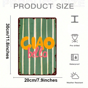 CIFbuy 1个复古法式励志名言海报金属标牌，防水耐用正能量艺术印刷墙饰装饰品（TikTok, temu 自提物流）