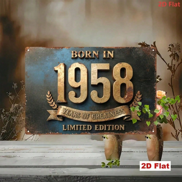 CIFbuy 1958年复古金属铁皮招牌，复古2D平板熨斗铭牌，“生于1958，成就非凡”限量版标语，7.87x11.81英寸墙面装饰 （TikTok, temu 自提物流）-5