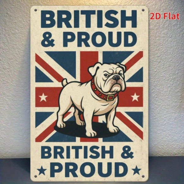 CIFbuy 英国骄傲犬金属墙饰，逼真英国品种犬艺术装饰，复古风格2D平面耐用金属牌匾，适用于家居（TikTok, temu 自提物流）-7